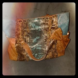 Jessica Simpson Vegan Leather & Snake Print Tote